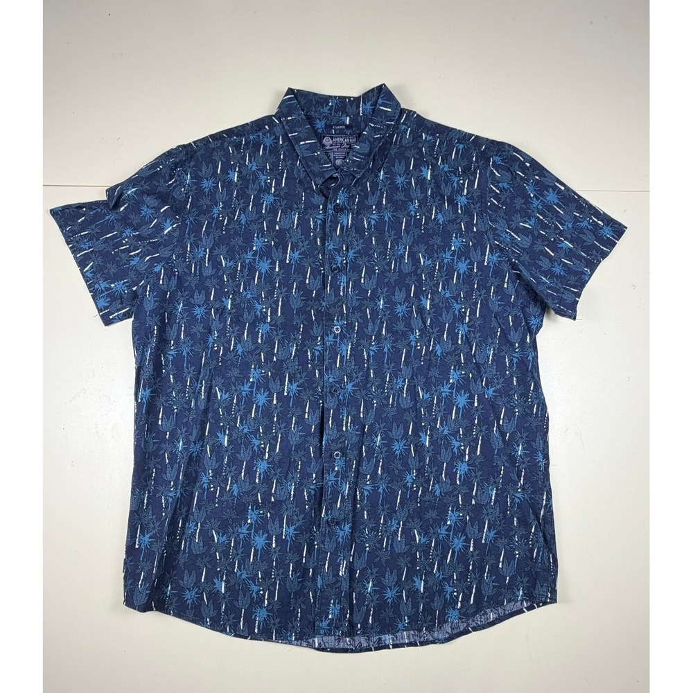 AMERICAN RAG Men's Casual Button-Down Shirt Blue X-Large 100% Cotton Tropical